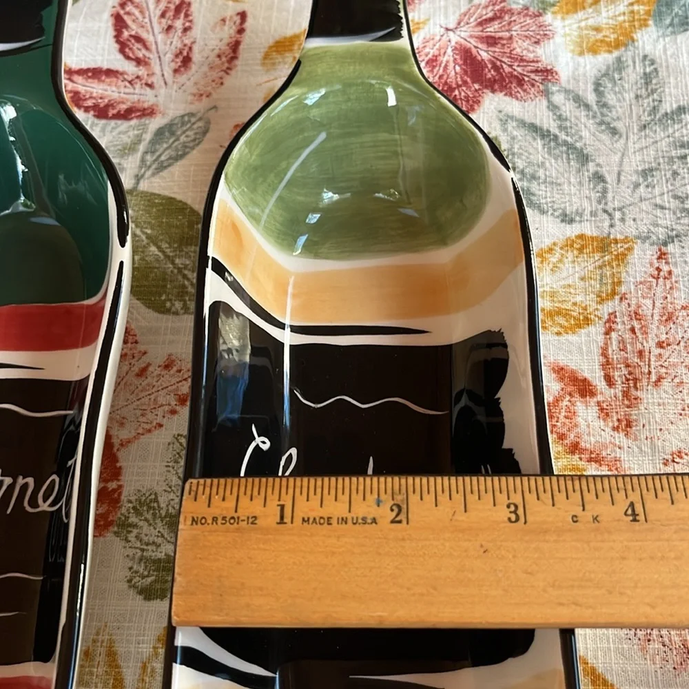Clay Art CABERNET CHARDONNAY set of 2 ceramic dishes display bar wine